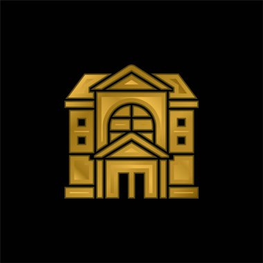 Daire altın kaplamalı metalik simge veya logo vektörü