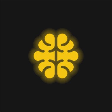 Beyin sarısı parlak neon simgesi
