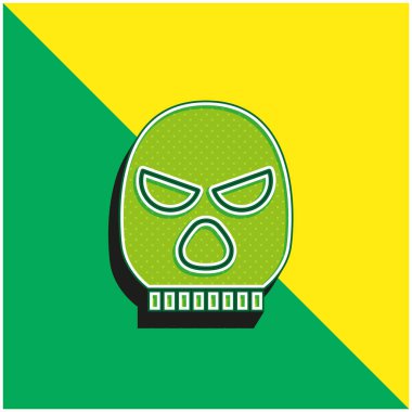 Kar maskesi Yeşil ve sarı 3D vektör simgesi logosu