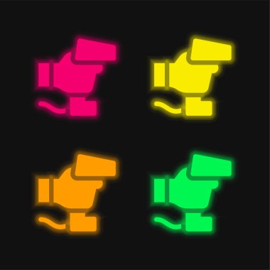 Çubuk Kod Tarayıcı 4 renkli parlak neon vektör simgesi