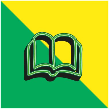 Kitap Açıldı El Çizimi Araç Yeşil ve Sarı 3D vektör logosu