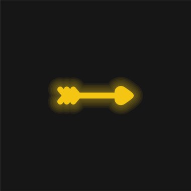 Sarı ok parlayan neon simgesi