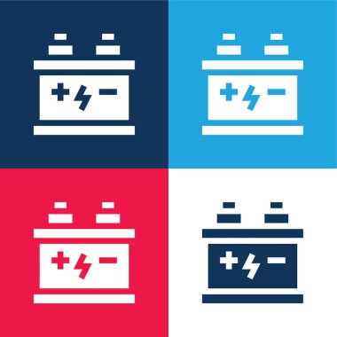 Pil mavi ve kırmızı dört renk minimal simge kümesi