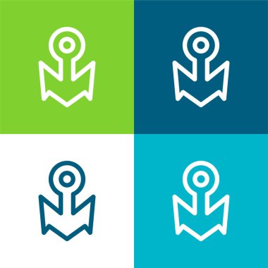 Tekne Anchor Düz 4 renk en az simge kümesi