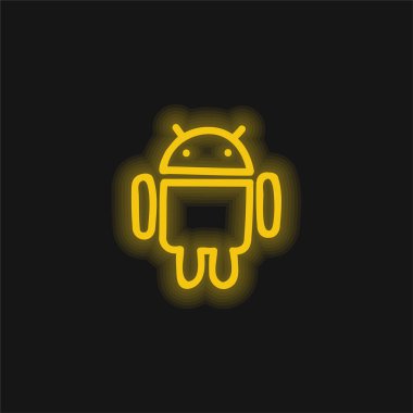 Android El Çizim Logosu Sarı Parlak Neon simgesi