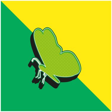 Yan Görünümden Siyah Kelebek Şekli Yeşil ve Sarı Modern 3D vektör simgesi logosu