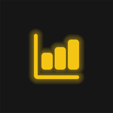Çubuk Grafik sarı parlak neon simgesi