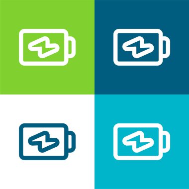 Battery Horizontal Outline With A Bolt Flat four color minimal icon set clipart