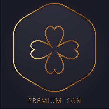 4 Leaf Clover golden line premium logo or icon clipart