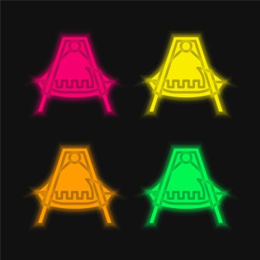 Boat four color glowing neon vector icon clipart