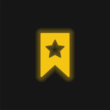 Yer imi sarı parlak neon simgesi