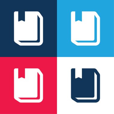 Yer imi mavi ve kırmızı ile Kitap En az dört renk simgesi seti