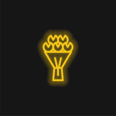 Çiçeklerin buketi sarı parlak neon ikon