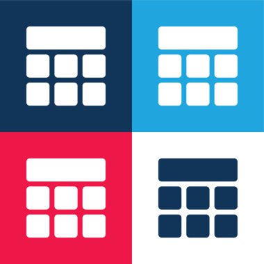 Mavi ve kırmızı dört rengi en küçük simge setine engeller