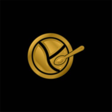 Bebek Bölünmüş Tabak ve Altın Kaplama Metal Simge veya Logo Vektörü