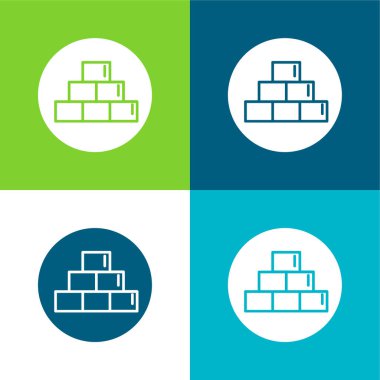 Bir Dairesel Düz Düz İçinde Tuğla Simgesi En az dört renk simgesi kümesi