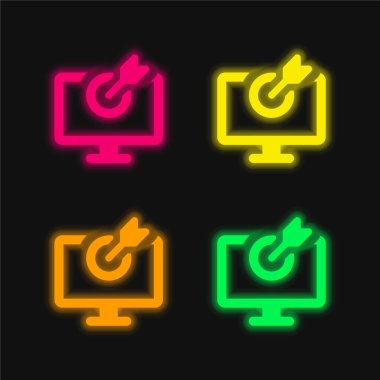 Bow four color glowing neon vector icon clipart