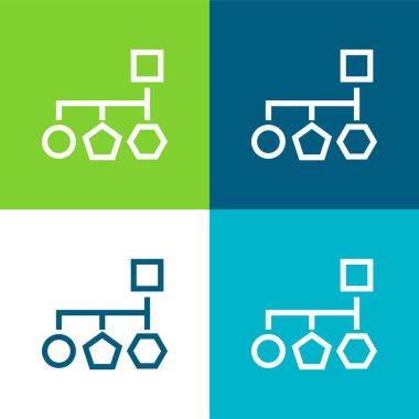 Temel Geometrik Şekillerin Blok Şeması Düz 4 renk minimal simgesi