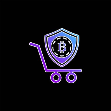 Bitcoin Güvenlik Alışveriş Kalkanı Sembol mavi gradyan vektör simgesi
