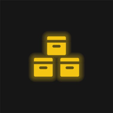 Parlayan sarı neon simge kutuları