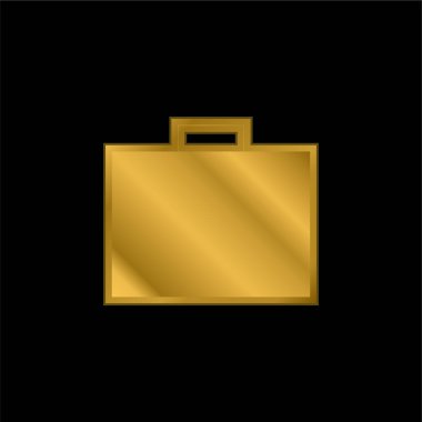 Evrak çantası altın kaplama metalik simge veya logo vektörü