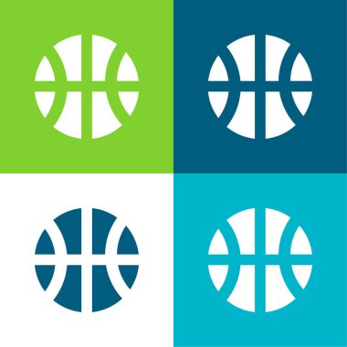 Basketbol Topu Düz Dört Renk En düşük simge kümesi