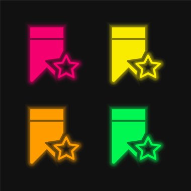 Yer imi dört renk parlayan neon vektör simgesi