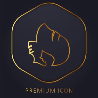 Siyah Uzun Saçlı Altın Çizgili Logo veya Simge