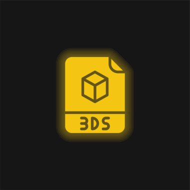 3ds sarı parlayan neon simgesi