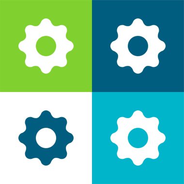 Siyah Ayarlar Düğmesi Düz 4 renk minimal simgesi seti