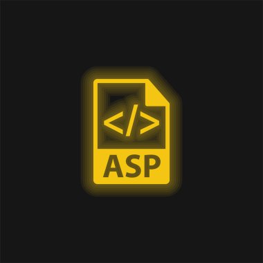 Asp File Format Symbol yellow glowing neon icon clipart