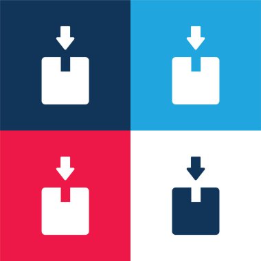 Kutu mavi ve kırmızı dört renk minimal simge kümesi