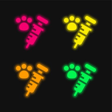 Hayvan Aşısı: Parlak neon vektör simgesi