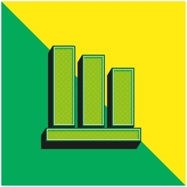 Çubuk Grafik Yeşil ve Sarı 3D vektör simgesi logosu