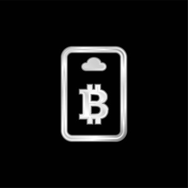 Bitcoin Kimlik Kartı Simgesi gümüş kaplama metalik simge
