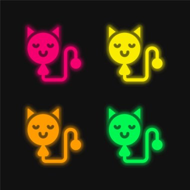 Dört renkli balon parlayan neon vektör simgesi