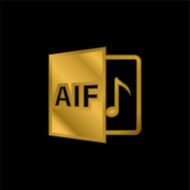 Aif Dosya Biçimi Simgesi Altın kaplamalı metalik simge veya logo vektörü