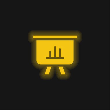 Çubuk Grafik sarı parlak neon simgesi