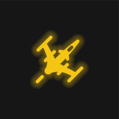 Saldırı Uçağı sarı parlayan neon simgesi