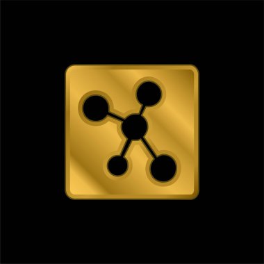Atomik Yapı Altın kaplama metalik simge veya logo vektörü