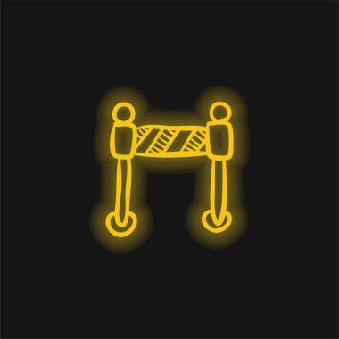 Bariyer İnşaat Sınırı Aracı Sarı parlak neon simgesi