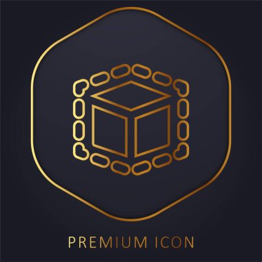 3d Modeling golden line premium logo or icon clipart