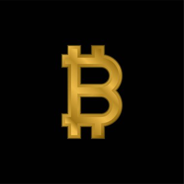 Bitcoin altın kaplama metalik simge veya logo vektörü