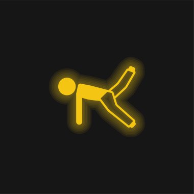 Yerdeki Çocuk Bacak Geren Sarı Parlak Neon simgesi