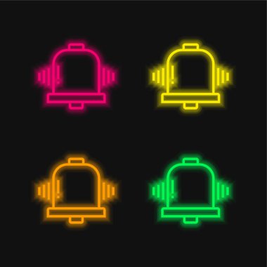 Alarm dört renk parlayan neon vektör simgesi