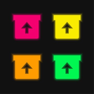 Box four color glowing neon vector icon clipart