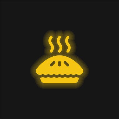 Elmalı turta sarı parlak neon simgesi