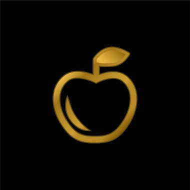 Elma altın kaplama metalik simge veya logo vektörü