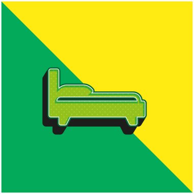 Yatak Yeşil ve Sarı Modern 3D vektör simgesi logosu