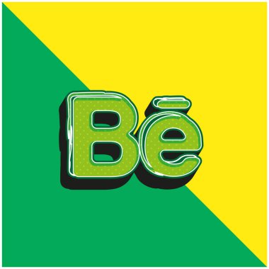 Behance Taslak Sosyal Logo Yeşil ve Sarı 3D vektör simgesi logosu